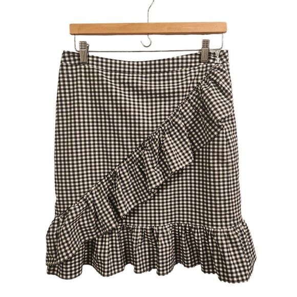 Nanette Lepore Gingham Frill Ruffle Skirt Size 8 - Picture 1 of 8